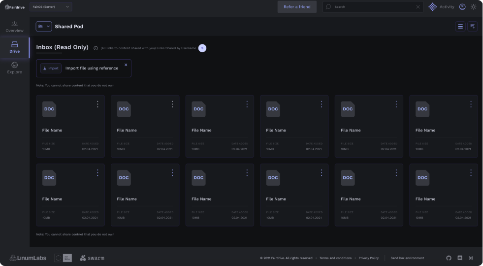 Showcase of Fairdrive