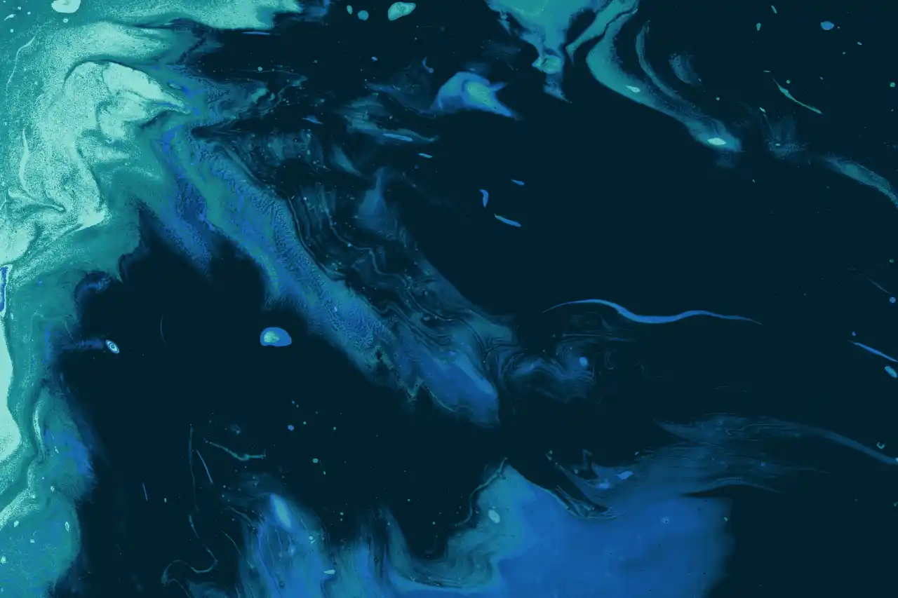 Article card header with dark trippy flowy colors with blue, grey, green shades