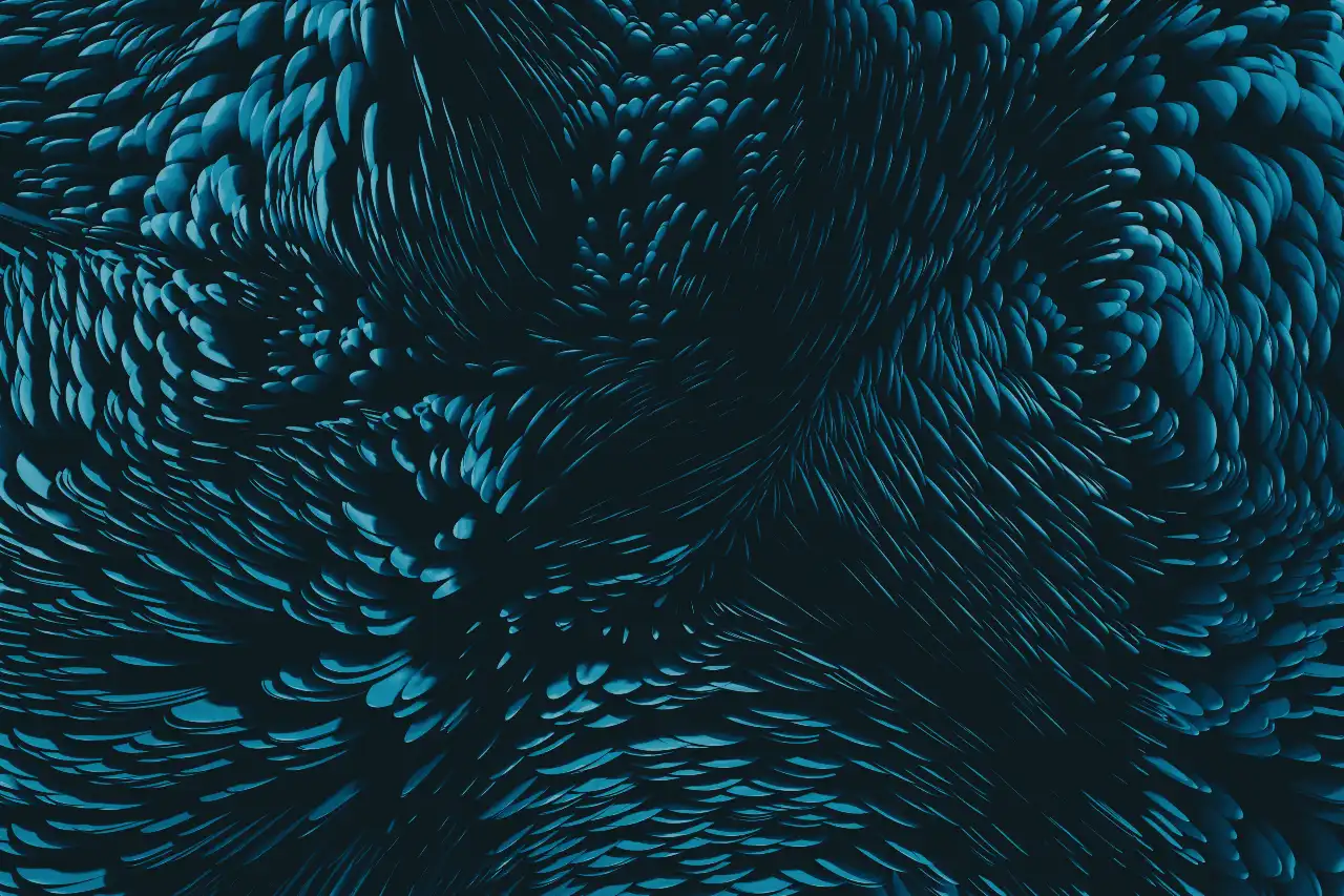 Article card header with dark trippy flowy colors with blue, grey, green shades
