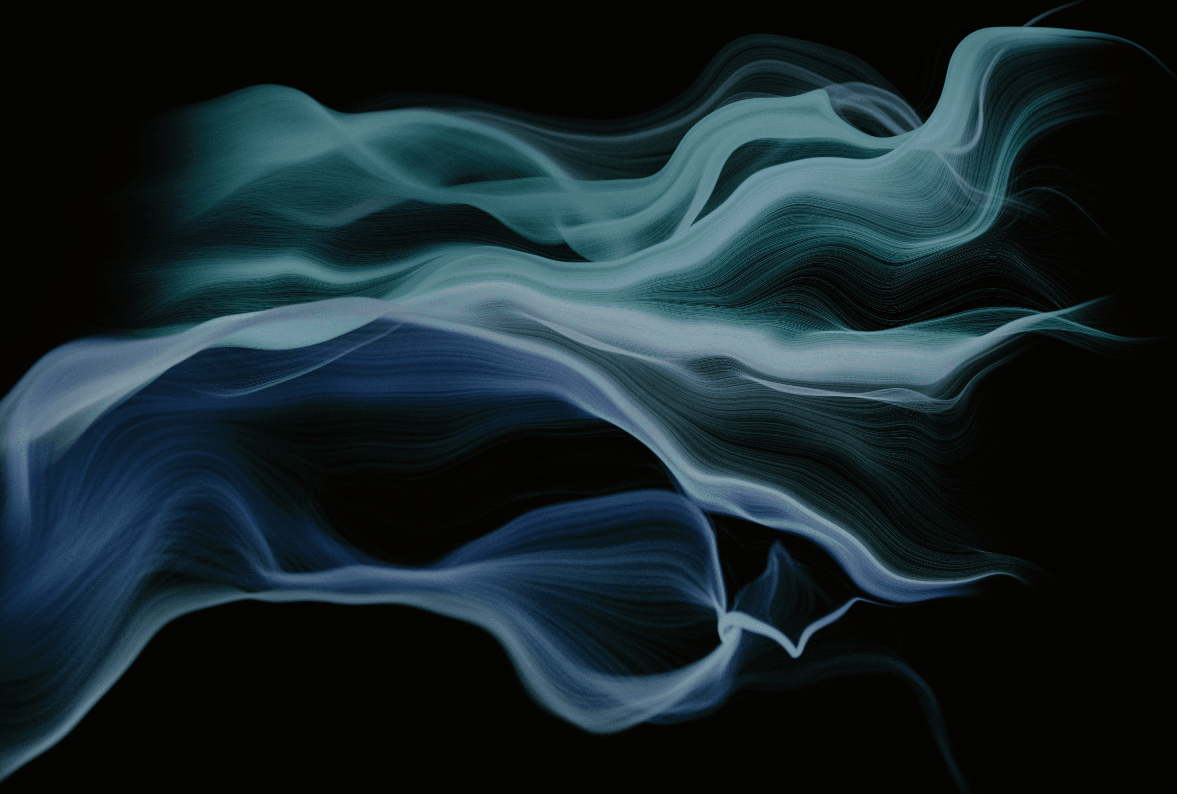 Article card header with dark trippy flowy colors with blue, grey, green shades